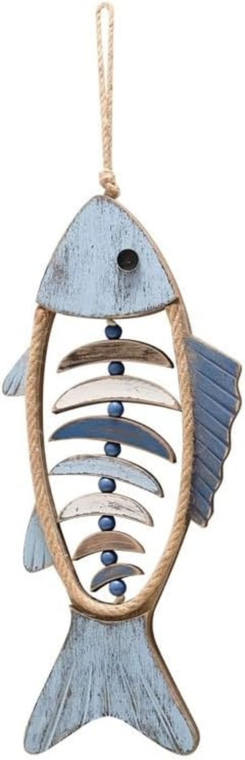 AIMALL Fish-Shaped Wooden Wall Hanging 25.2X8.3In Rustic Nautical Decor for Coastal Living Room Bedroom Hallway Beach-Themed Art Ornament