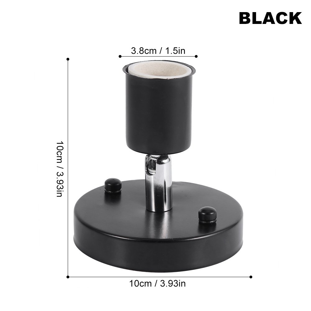 E27 Modern Adjustable Ceiling Lamp Wall Mounted Light Bulb Holder Socket with 180 Degree, Pack of 1(Black) image number 1