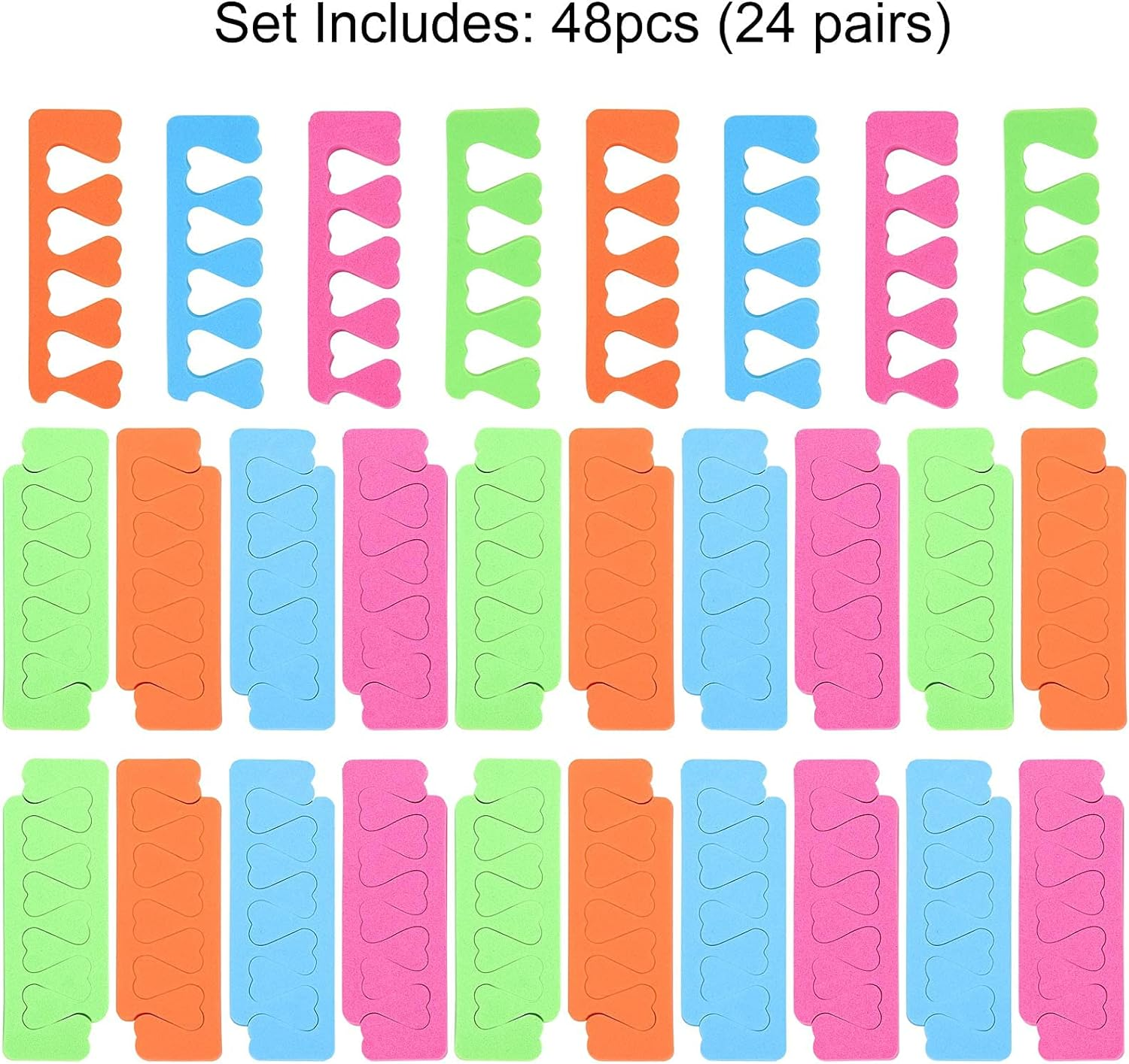 48Pcs Sponge Toe Separators Pedicure Set for Nail Polish- Premium Nail Art Painting and Polishing Tool Kit, 4 Funy Color image number 5