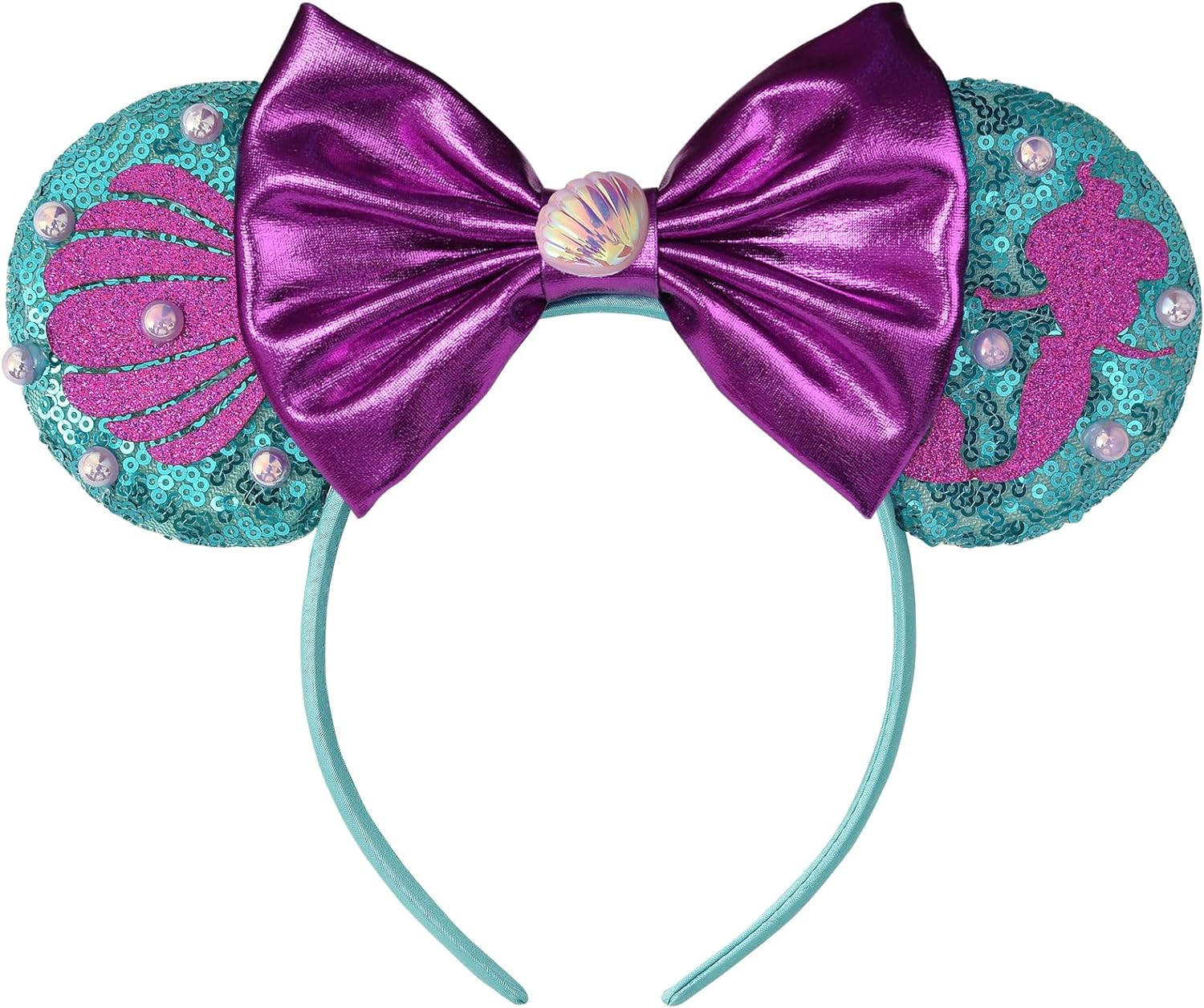 Mouse Ears Bow Headbands (Metalic Purple, Medium)