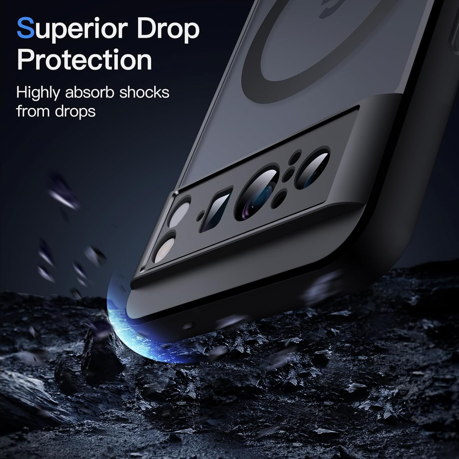 Jetech Magnetic Case for Google Pixel 8 Pro 6.7-Inch 2023, Compatible with Magsafe, Translucent Matte Back Shockproof Phone Cover (Obsidian) image number 5