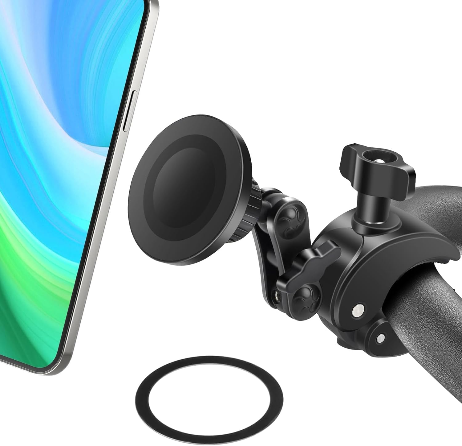 Eeekit Magnetic Bike Phone Holder, Magnet Motorcycle Handlebar Phone Mount for Magsafe and All Smartphones, for Stationary Exercise Bike Treadmill Gym Fitness Equipment image number 3