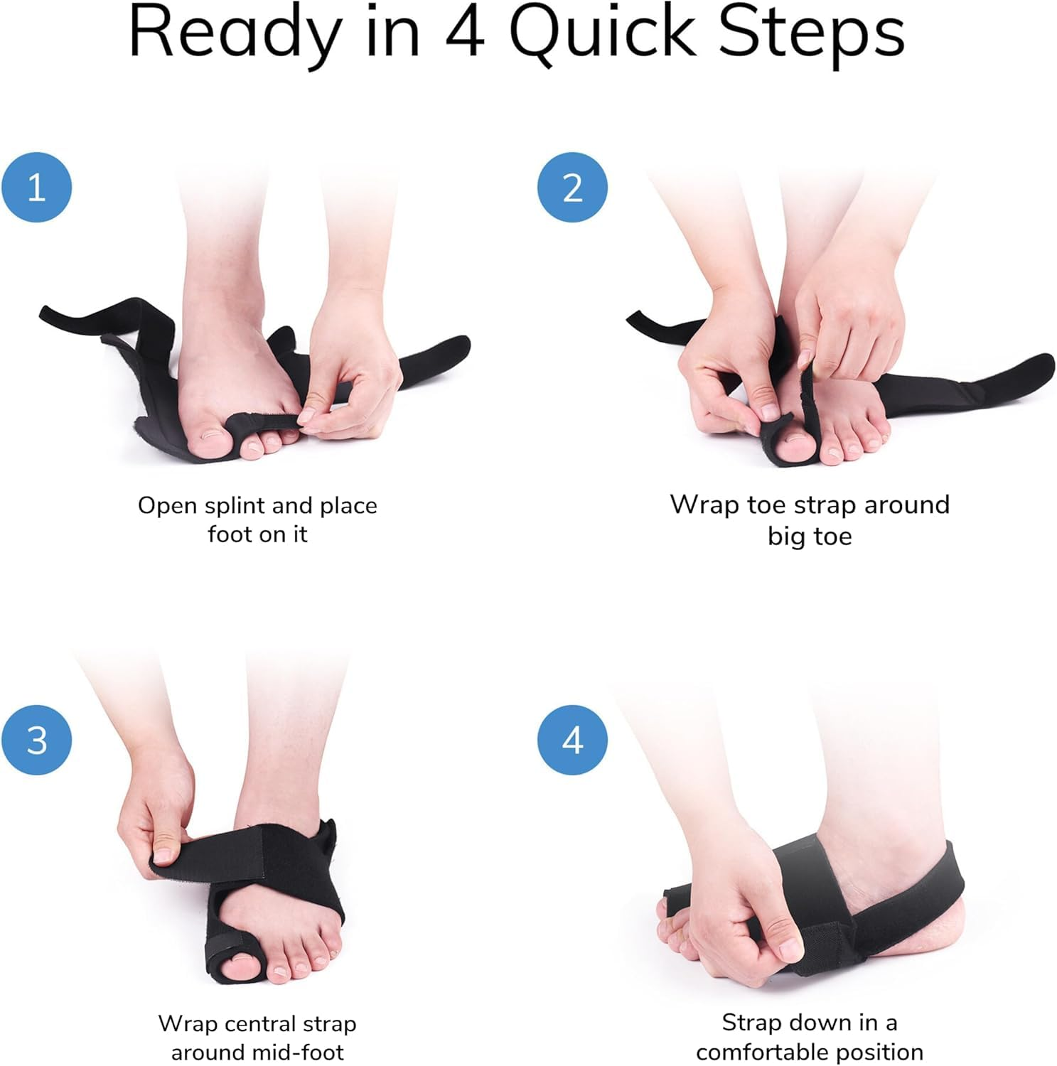 Bunion Corrector (2Pcs) Orthopedic Bunion Splint, Big Toe Separator Pain Relief, Non-Surgical Hallux Valgus Correction, Hammer Toe Straightener, Day Night Support