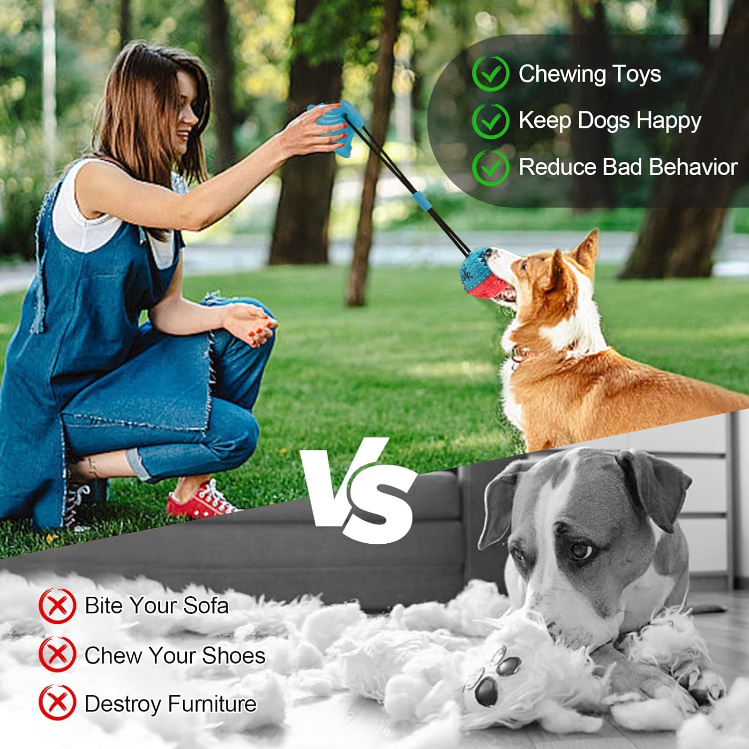 Rayouth Interactive Dog Toys, Suction Cup Tug of War Rope Toy, Puzzle Treat Dispensing Squeaky Ball Toy for Small Medium Breeds, Puppy Teething Toy for Boredom, Keep Them Busy, Mentally Stimulation image number 5