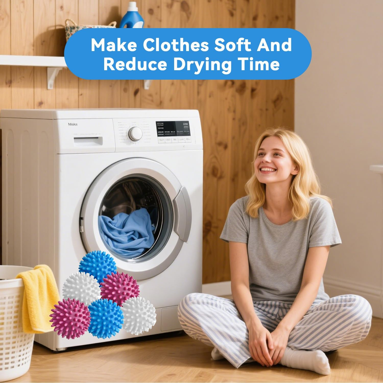 Washing Ball for Washing Machine, Pack of 6 Washing Balls for Washing Machine, Reusable Dryer Balls, Laundry, Drying Ball for Home Clothes, Cleaning image number 3