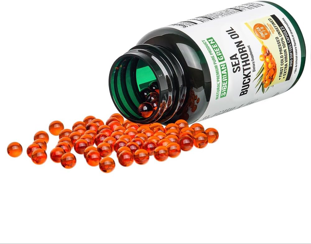 Siberian Sea Buckthorn Oil 200 Caps (200Mg) from Wild-Harvested Siberian Sea Buckthorn Berries image number 1