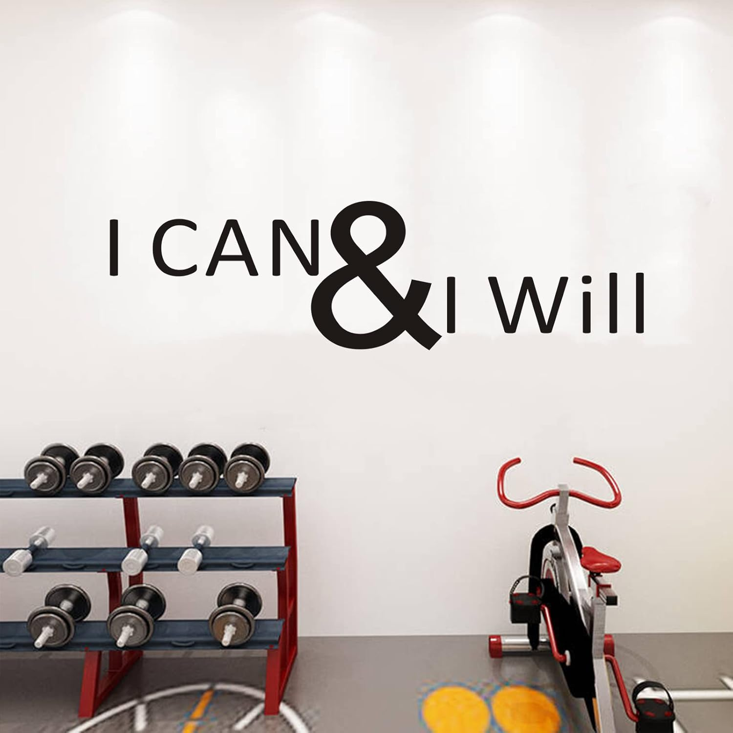 Gym Wall Decor, Motivational Wall Decals, (Easy to Apply), Wall Stickers Vinyl Art Quotes Inspirational Bedroom Office Classroom Fitness Garage Sports Workout Running Exercise Basketball Baseball Sayings Home Positive Family Decorations Posters Photos Pictures Words Signs, I CAN & I Will 25"X7" image number 2