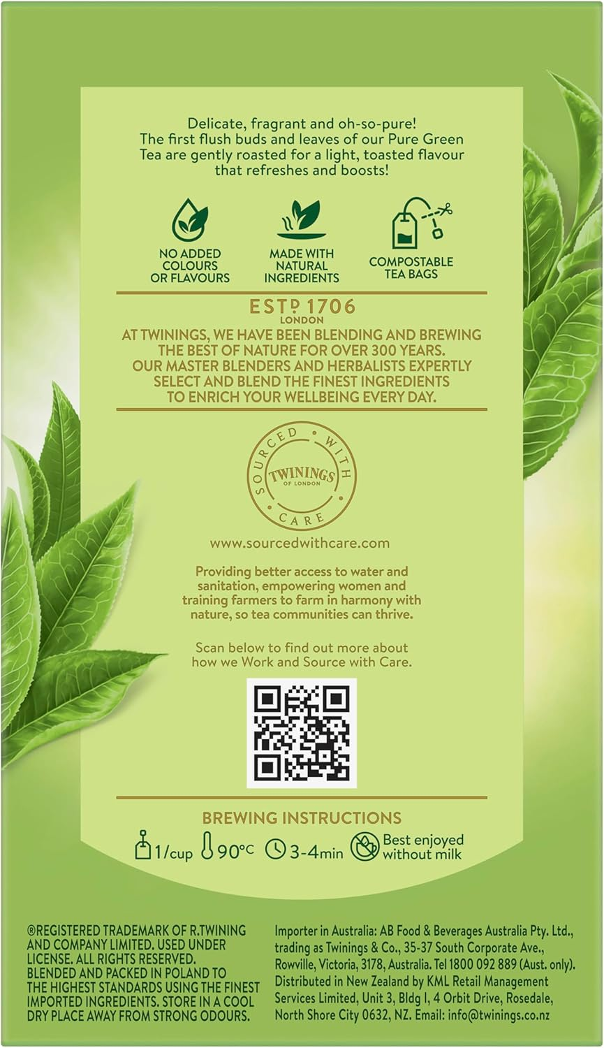Twinings Pure Green Tea, 50 Tea Bags, Gently Roasted Natural Green Tea image number 2