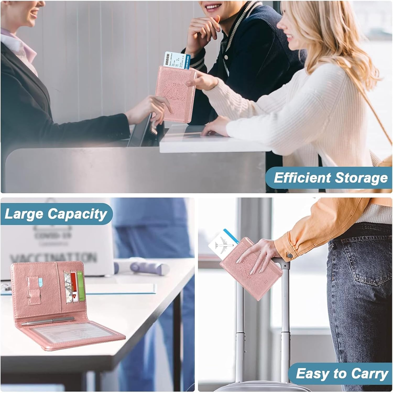 6 PCS Passport Holder, Travel Essentials Passport Cover with 5 Transparent Frosted Card Sleeves, Compact Passport Wallet for Luggage & Travel Gear, Skin Tone Australian Passport Case image number 4