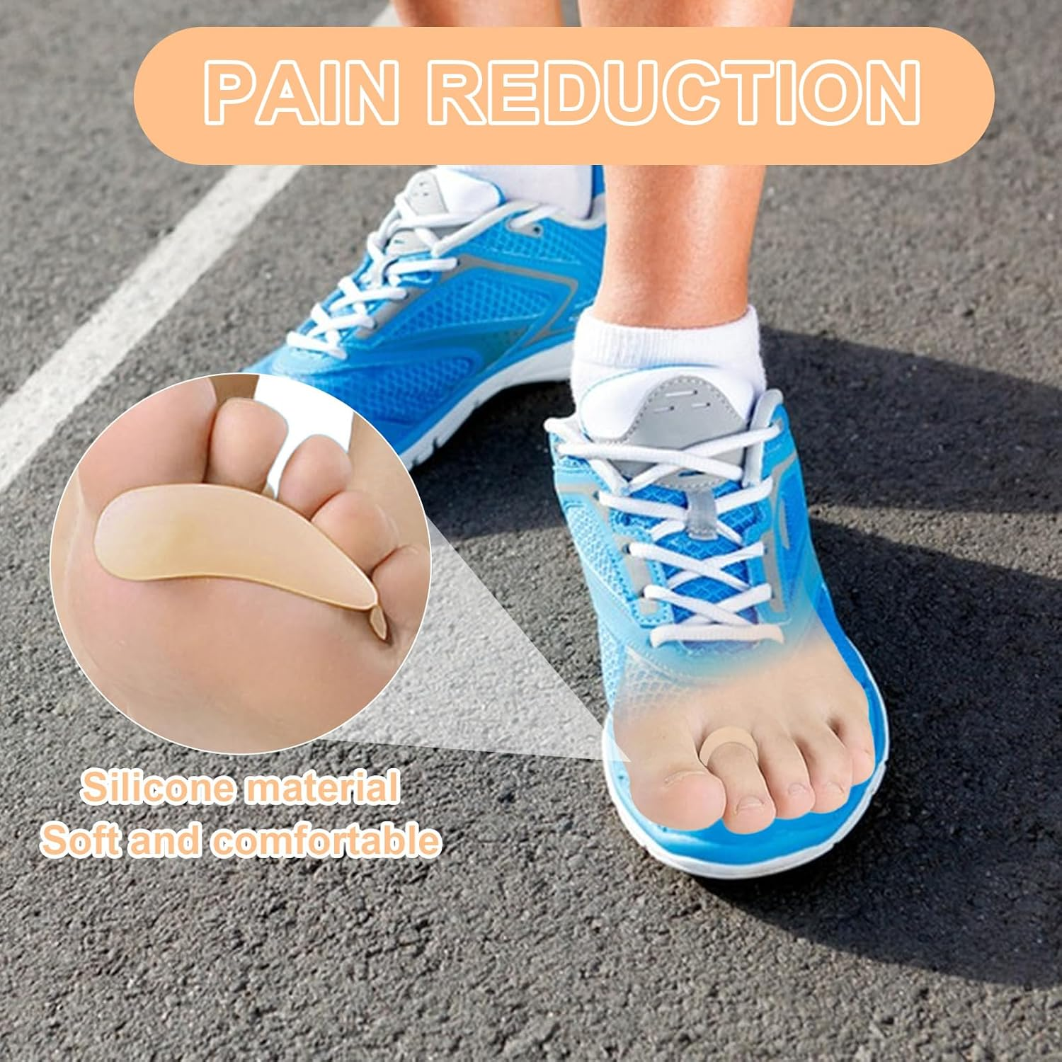 6 Pieces Hammer Toe Cushion & Toe Separators - Gel Pads Corrector & Straightener for Curled, Curved, Claw & Mallet Toe Relief - Right & Left Gel Support Crest Cushion with Toe Spacers (Beige) image number 3