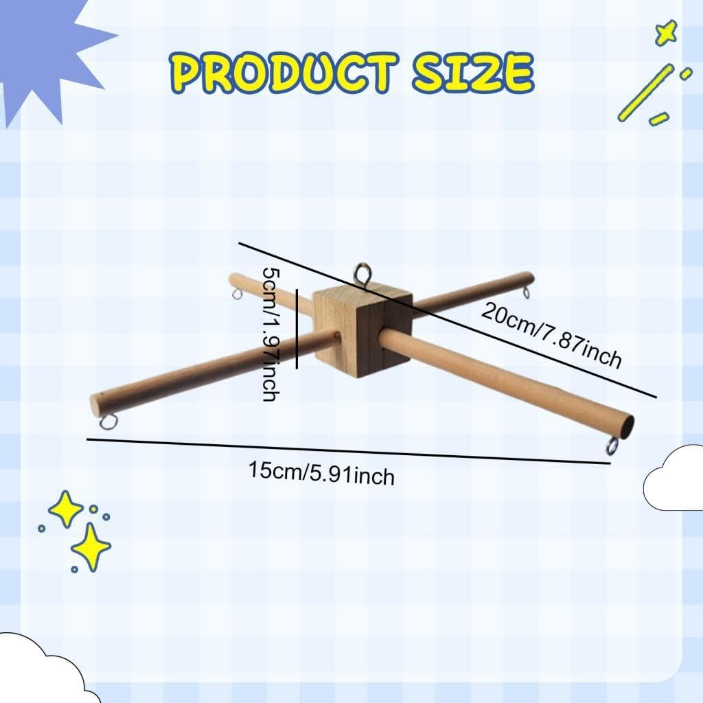 Wooden Mobile Frame Kit Mobile Hanger,Bed Toy,Newborn Crib Hanger for Bedroom Bell image number 6