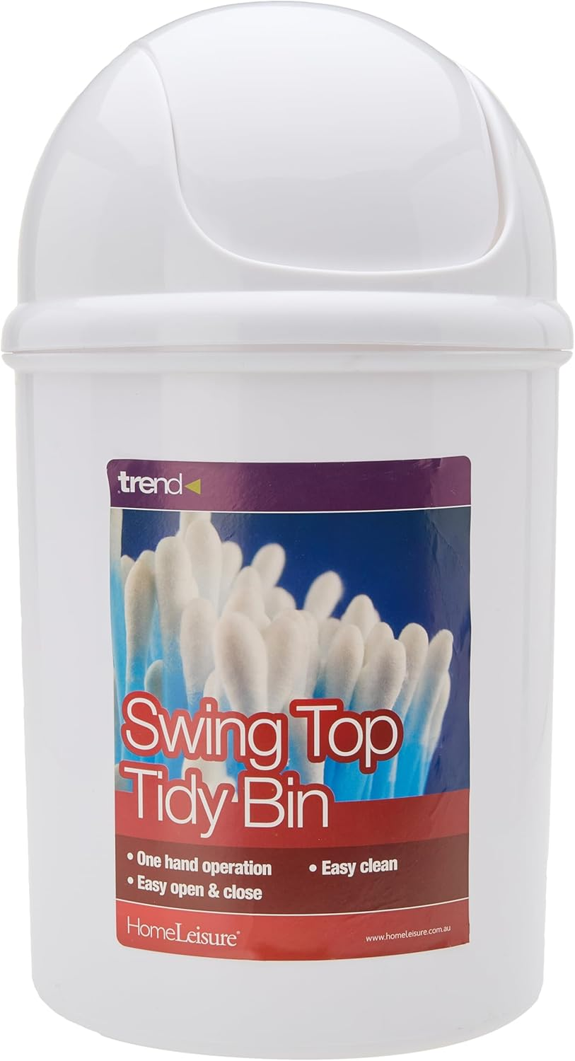 Homeleisure Swing Top Tidy Bin, White, 5 Litre Capacity