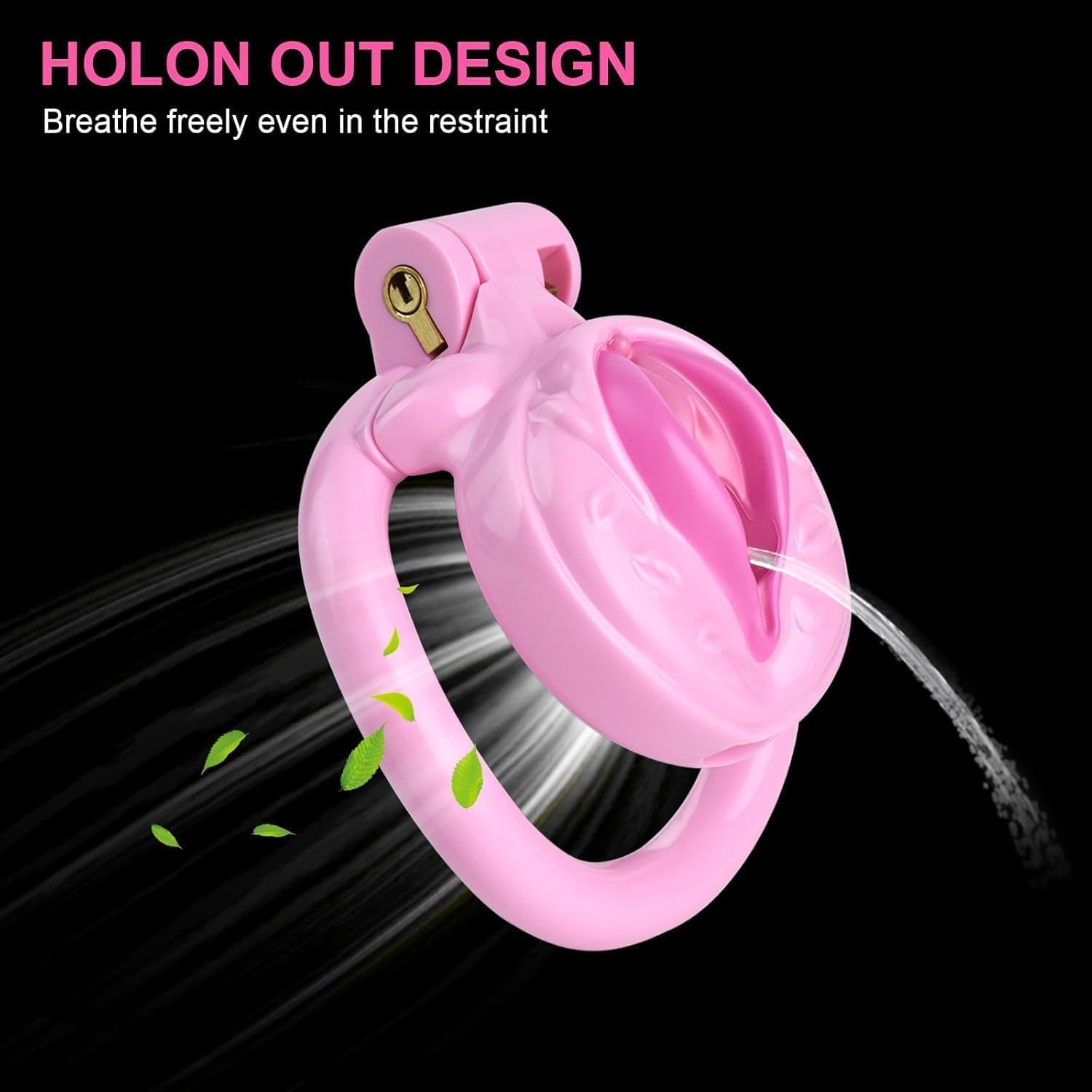 Male Inverted Negative Sissy Chastity Cage with 4 Rings Set, Small Men Flat Chastity Device Lock, Realistic Pussy Cage Design, BDSM Bondage Adults Sex Toys for Gay Couples (Pink) image number 2