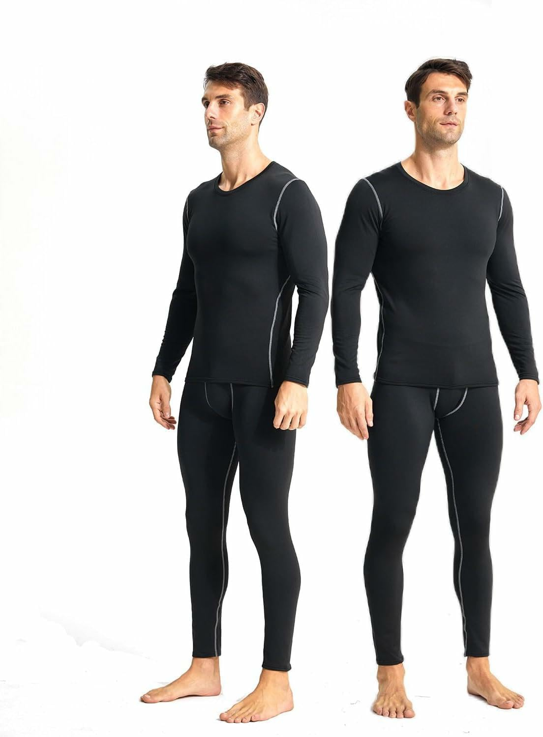 YUSHOW Mens Thermal Underwear Set Long Sleeve Tops Long Johns Thermal Base Layer Fleece Lined Compression Suit for Workout Skiing Running Hiking image number 1