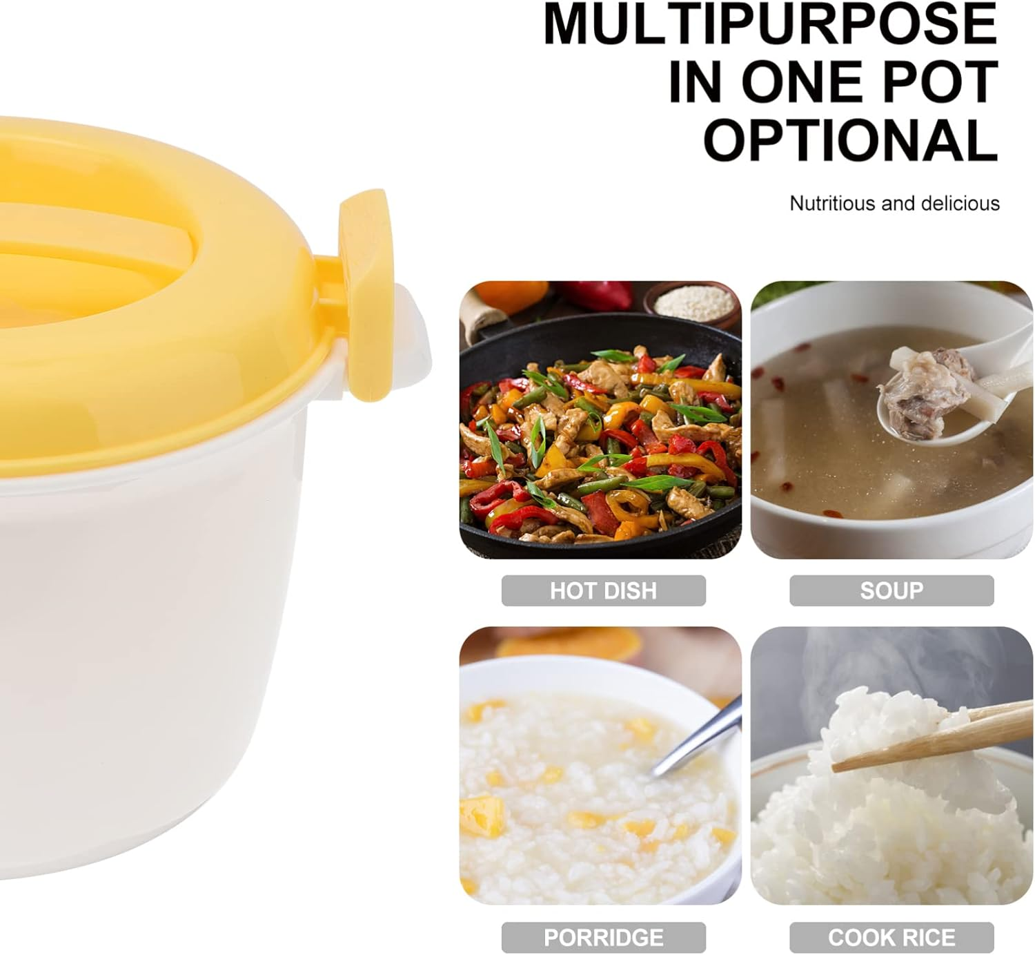 SHERCHPRY Microwave Rice Cooker Mug Food Pot Small Fish Vegetable Veggie Steaming Bowl Food Cooking Container Pasta Noodle Cookware for Meal Prep Cooker Random Color L image number 2
