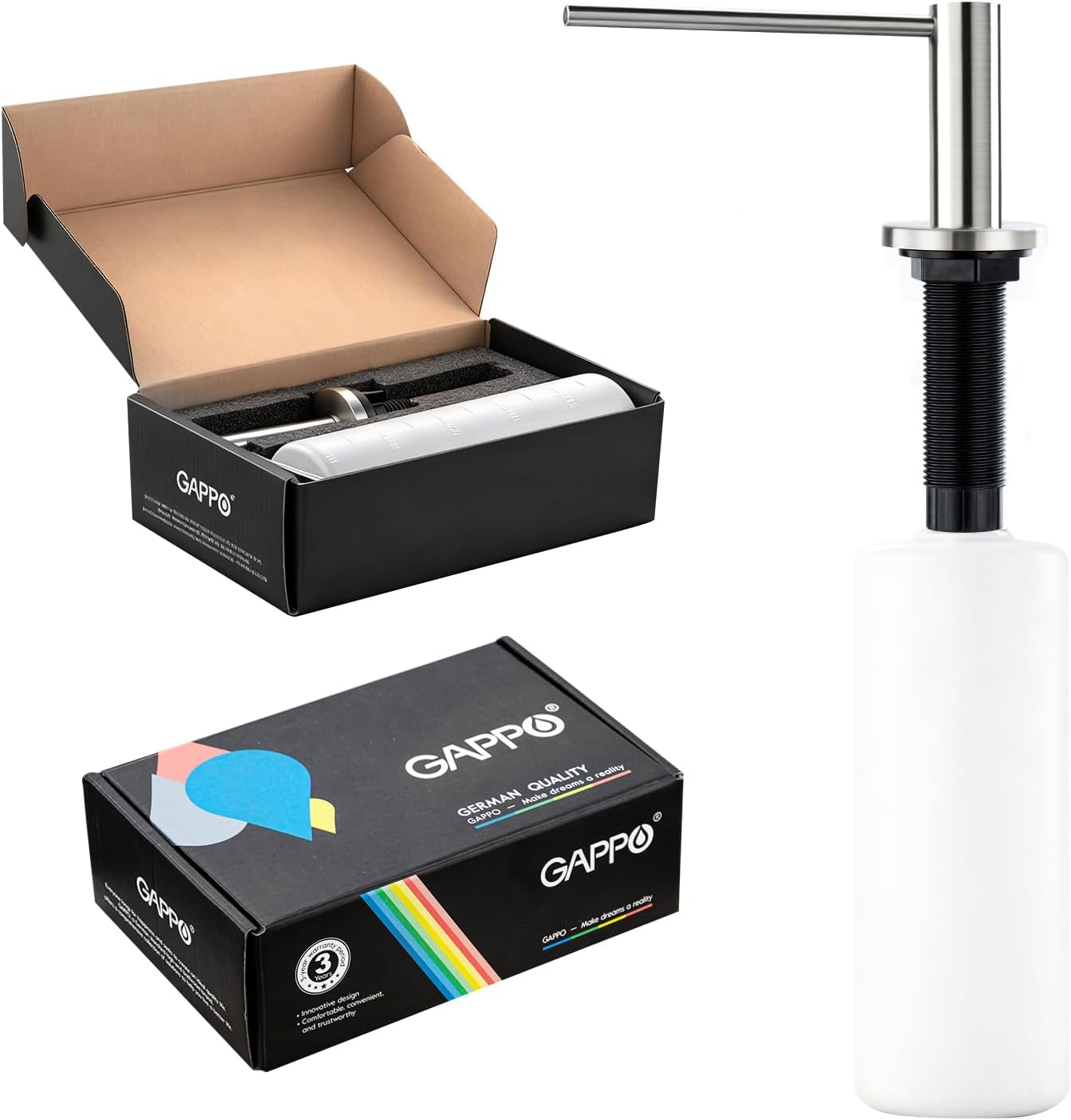 Soap Dispenser for Kitchen Sink Brushed Nickel Stainless Steel Countertop Pump Hand Lotion Built in Bottlend Lotion Built in Bottle image number 3