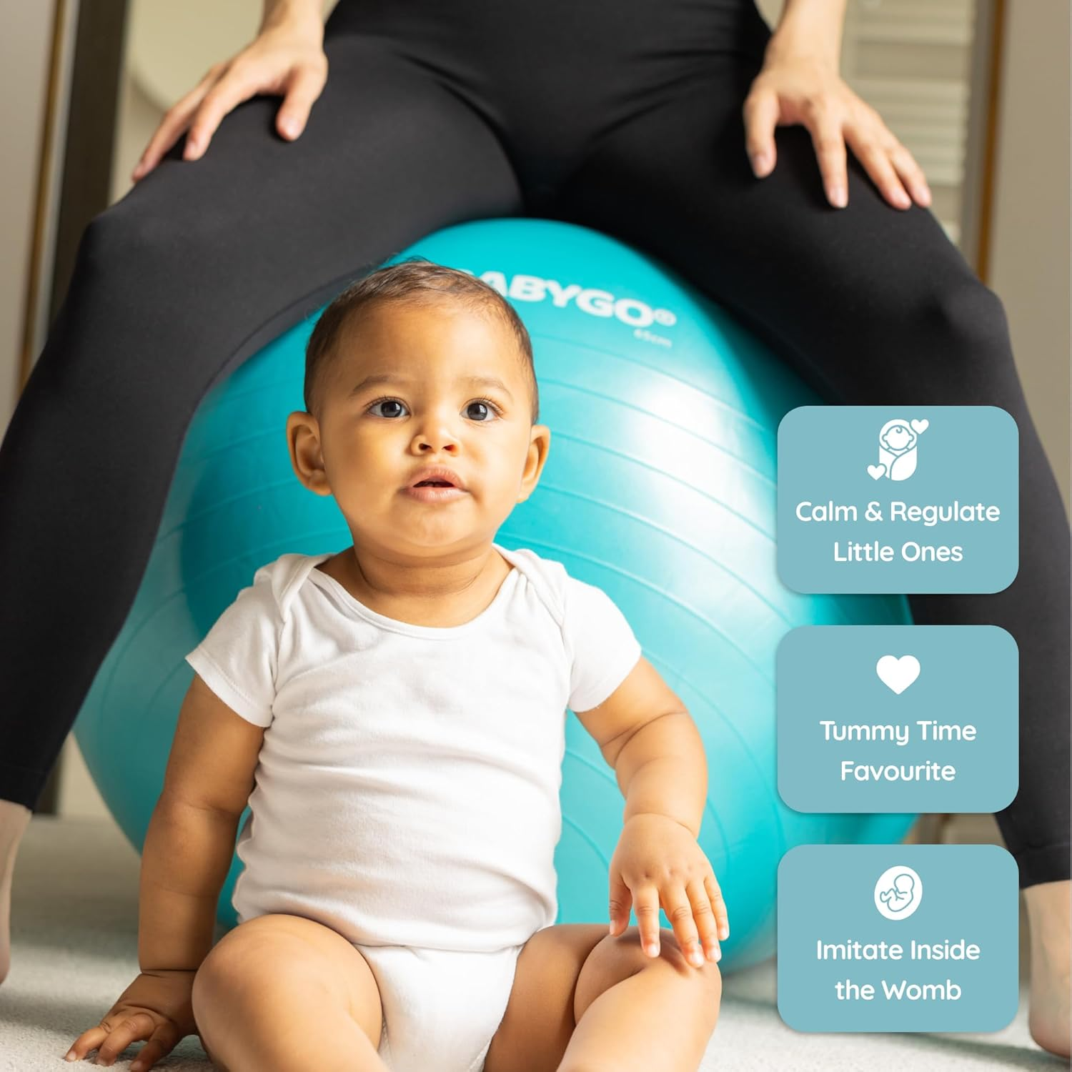 BABYGO Birthing Ball Pregnancy Maternity Labor & Yoga Ball + Our 100 Page Pregnancy Book, Exercise, Birth & Recovery Plan, Anti-Burst Eco Friendly Material, Includes Pump 65Cm, 75Cm image number 6