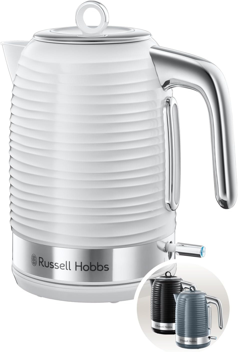 Russell Hobbs Inspire 24360-70 Kettle [1.7 L, 2400 W] White with High-Gloss Structure (Quick Boil Function, Removable Limescale Filter, Water Level Indicator, Removable Lid) image number 1