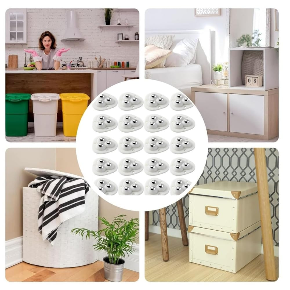 DACUAN Mini Swivel Casters Wheels 20Pcs, 360 Degree Rotating Casters, Furniture Castors Self-Adhesive with 3 Steel Balls image number 1