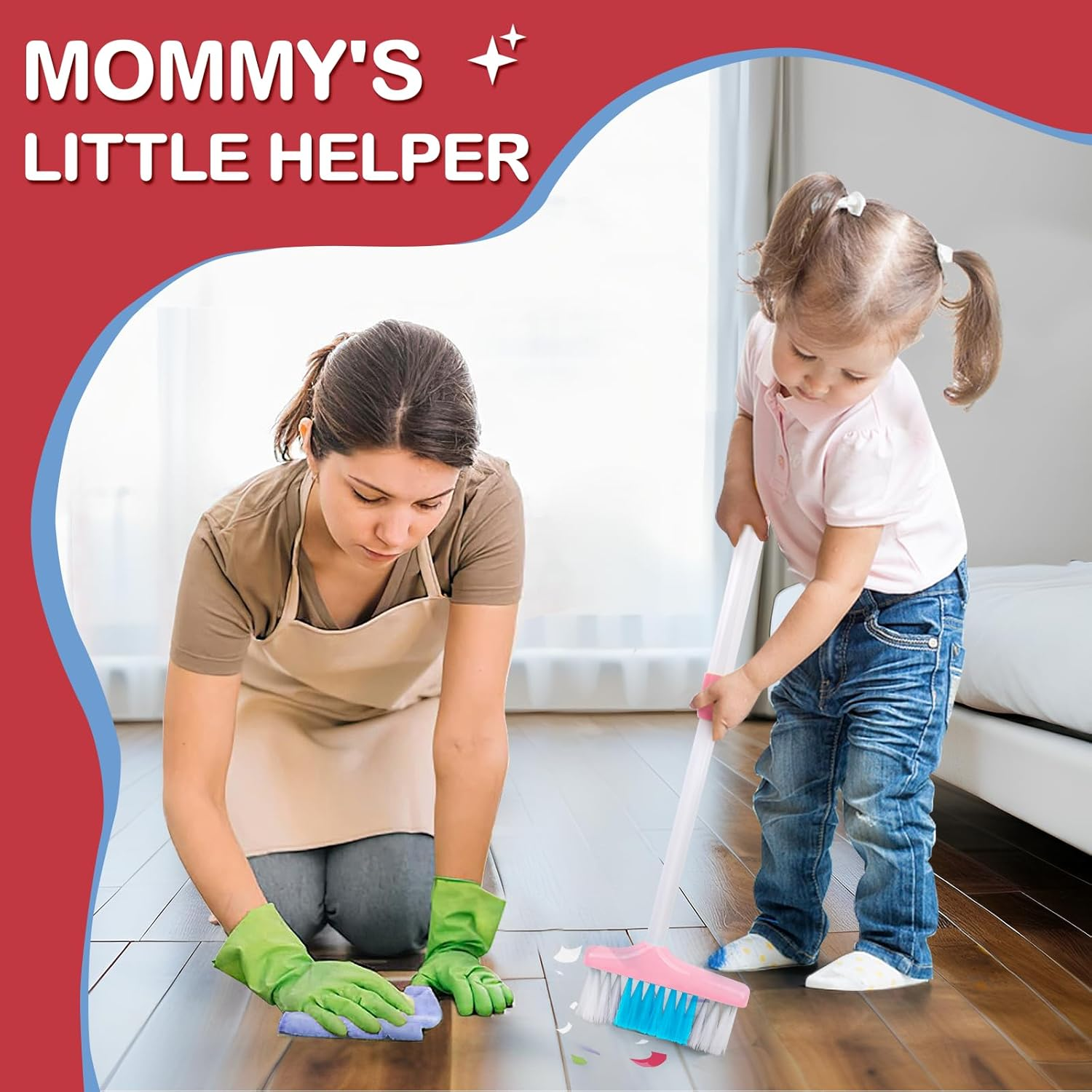 Kids Cleaning Toy Set ,8Pcstoddlers Cleaning Set Housekeeping Pretend Play Toy Cleaning Set,Kids Broom and Vacuum Cleaner for Ages 3+ Boys Girls image number 2