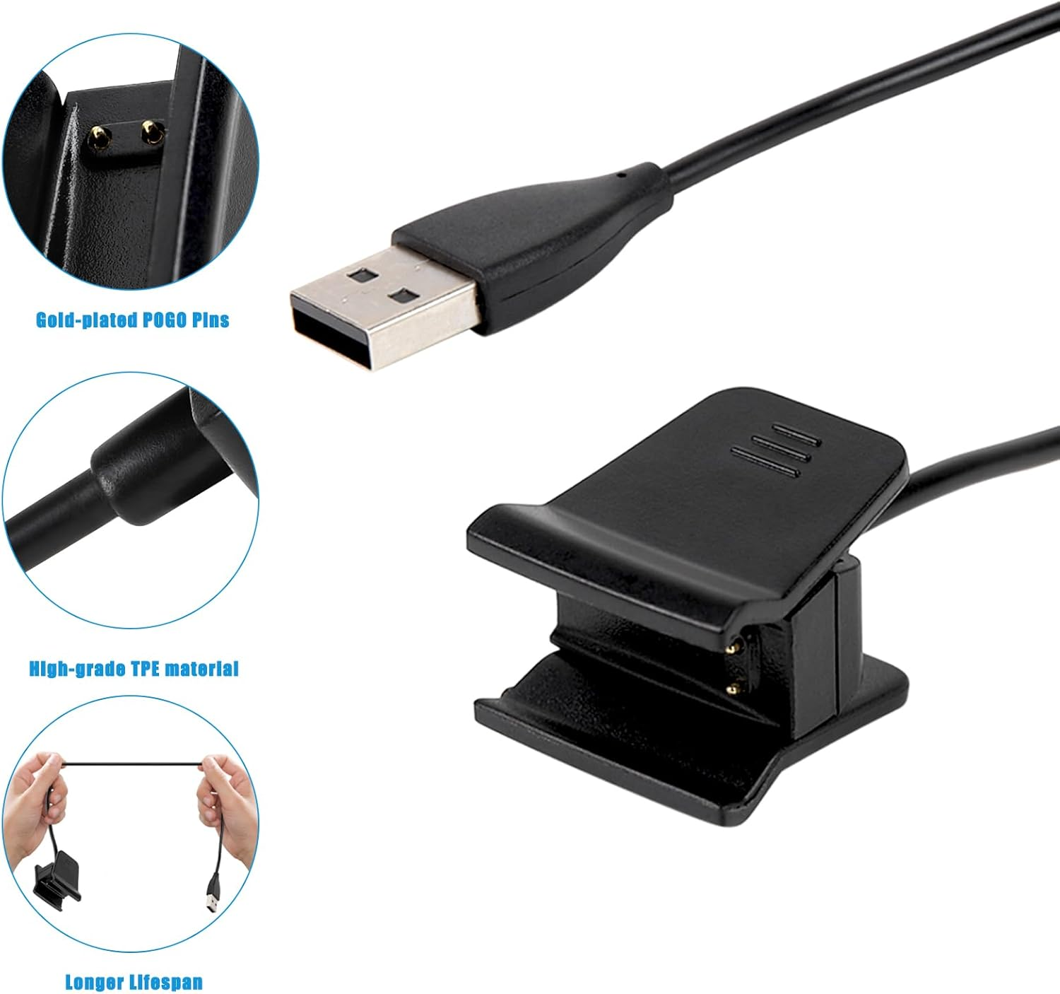 55CM Long Charger for Fitbit Alta HR Charger, Cord USB Charging Cable Dock for Fitbit Fitbit Alta HR Smart Fitness Watch image number 5