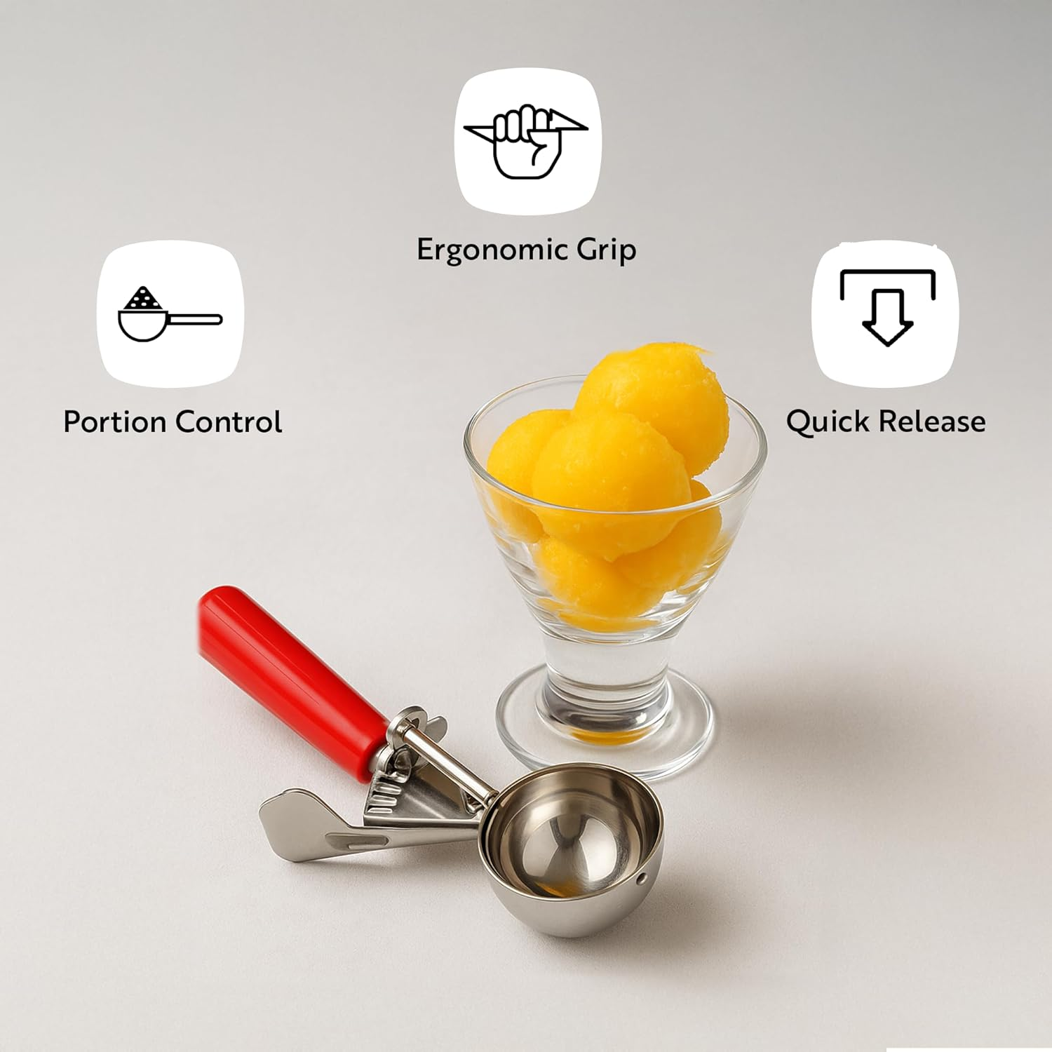 Restaurantware Met Lux 2.75 Ounce Portion Scoop, 1 Durable Cookie Scoop - #16, with Blue Handle, Stainless Steel Disher, for Portion Control, Scoop Cookie Dough, Cupcake Batter, or Ice Cream image number 6