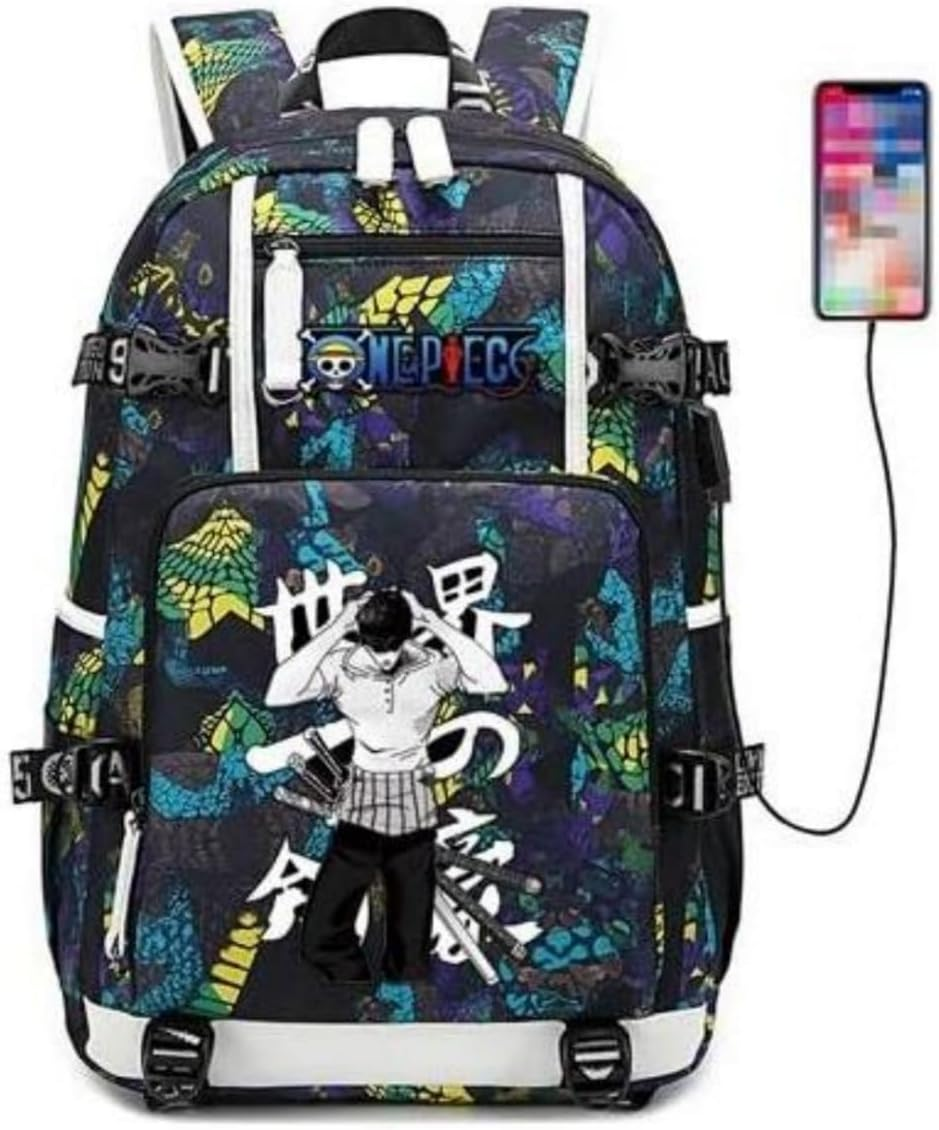 TTSM Character Backpack Onepiece Animated Game Roronoa Zoro Three Oxford Fabric Multi-Style Swordsman Soft and Comfortable Large Capacity Needs Gift Exquisite Daily Travel Bag