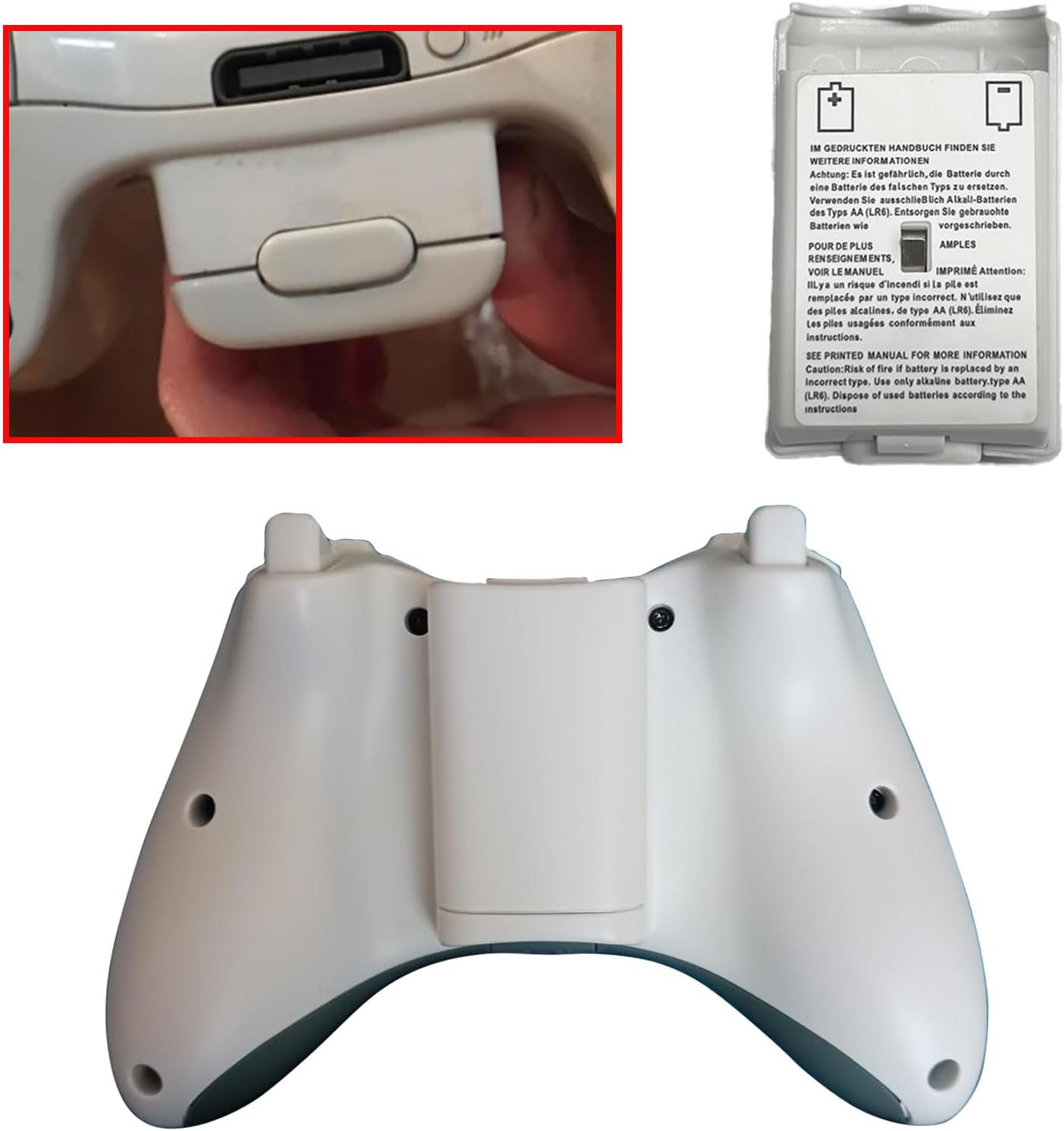 2 Pack Battery Cover Case for Xbox 360 Wireless Controller,Replacement Battery Pack Shell Compatible with Xbox 360 - White - White image number 2