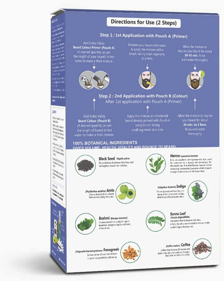 Indus Valley 100% Botanical Hypo Allergic Aqua Beard Colour (Dark Brown) image number 4