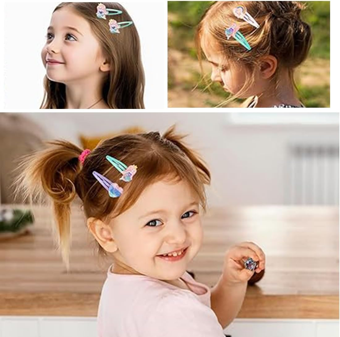 MEXRUMI Pack of 12 Mermaid Rainbow Flowers Hair Accessories, Children'S Multicoloured Hair Clips Girls Glitter, Cute Hair Clip Small for Birthday Party Gift image number 4