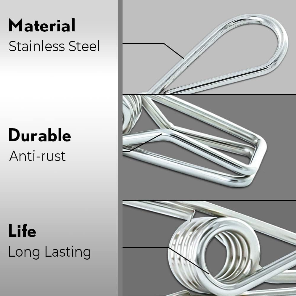 OKAM Stainless Steel Pegs - 70-Pack Stainless Steel Pegs Large - Strong & Sturdy Clips, Eco-Friendly Metal Clothes Pegs for Home Laundry and Craft Drying Peg, Pins or Clip Needs image number 6