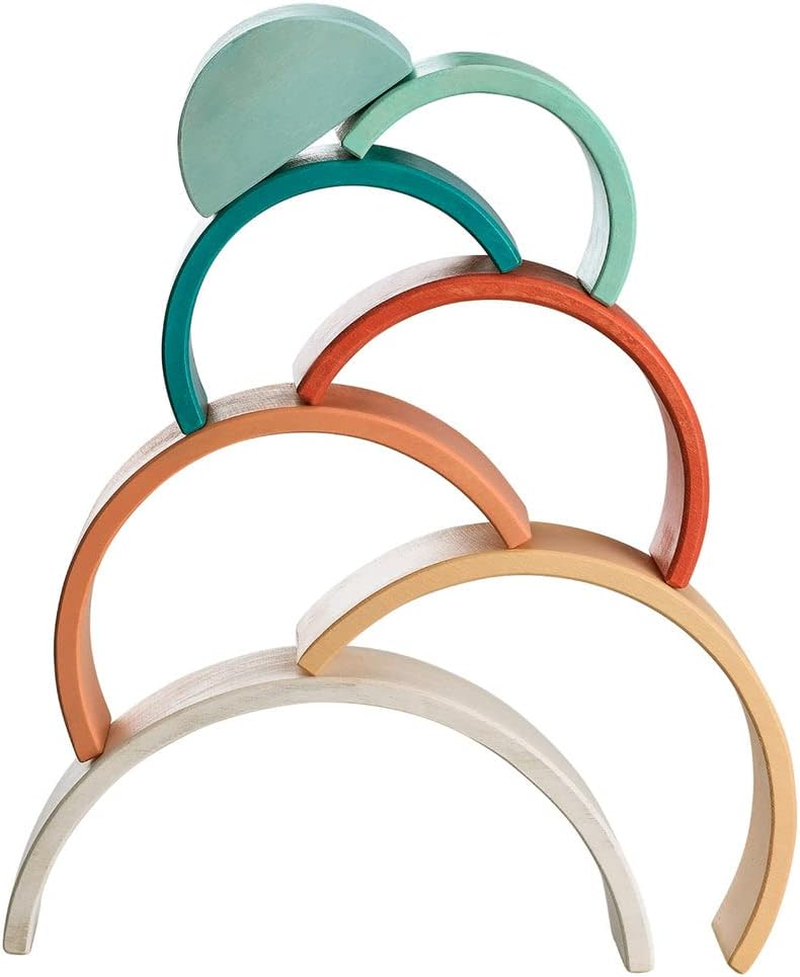 Kaper Kidz Calm & Breezy Wooden Rainbow Terracotta Stacking Toy image number 2