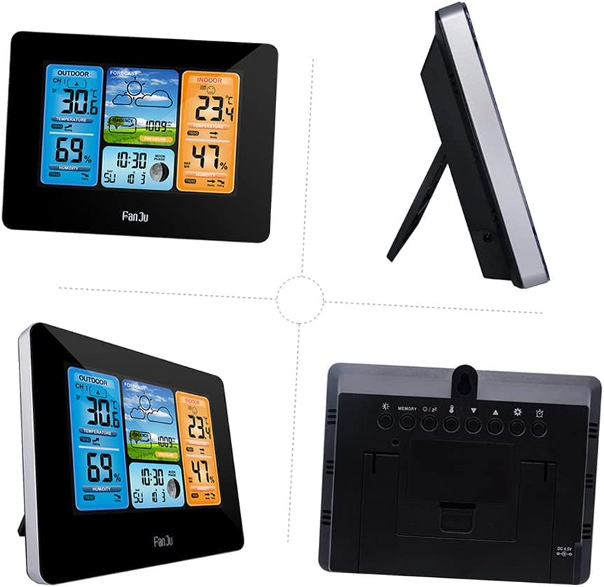 Domary FJ3373 Multifunction Digital Weather Station LCD Alarm Clock Indoor Outdoor Weather Forecast Barometer Thermometer Hygrometer with Wireless Outdoor Sensor USB Power Cord image number 6