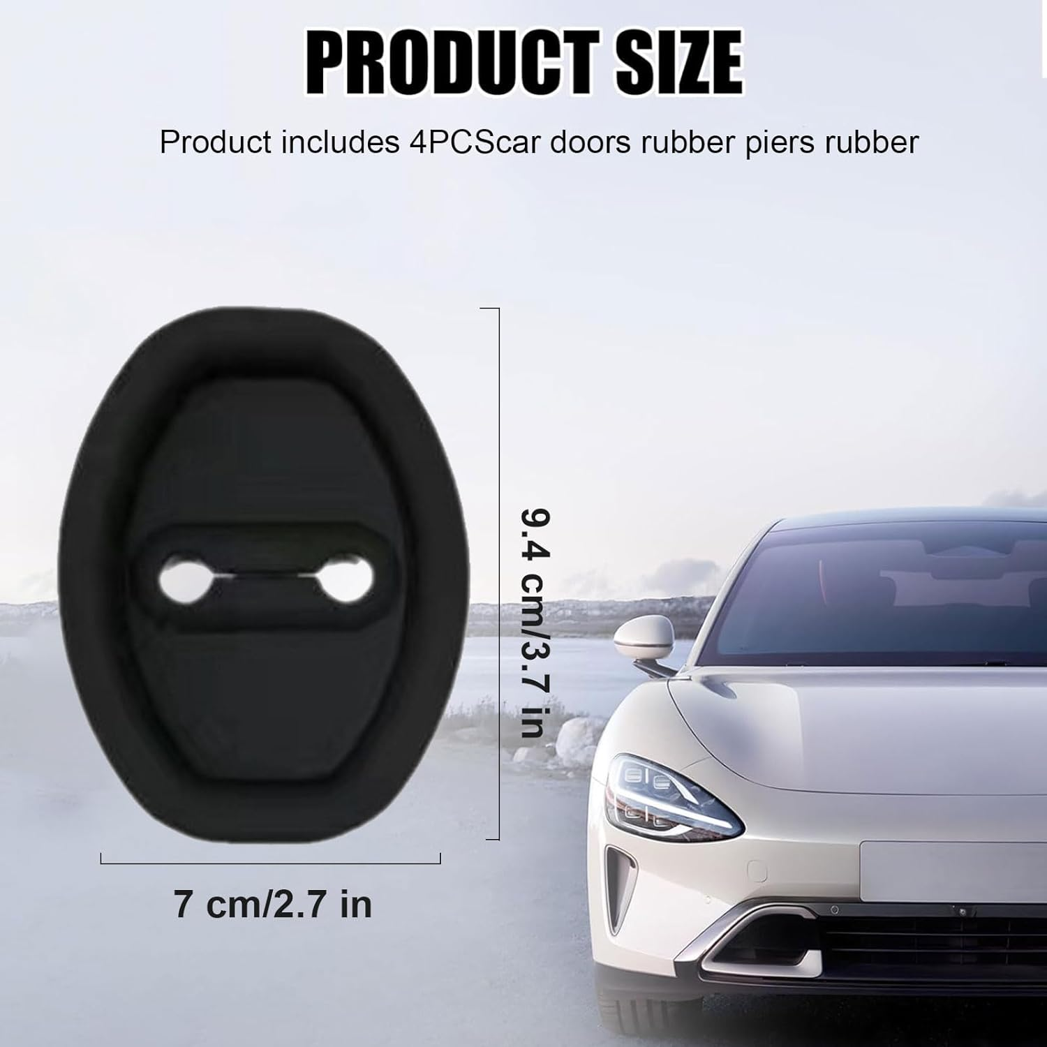 4 Pack Silicone Durable Car Latch Protective Cover, Universal Door Lock Protection Pad, Silent Shock Pads Doors Locks Guard Stopper Set for Car Accessories(Black)