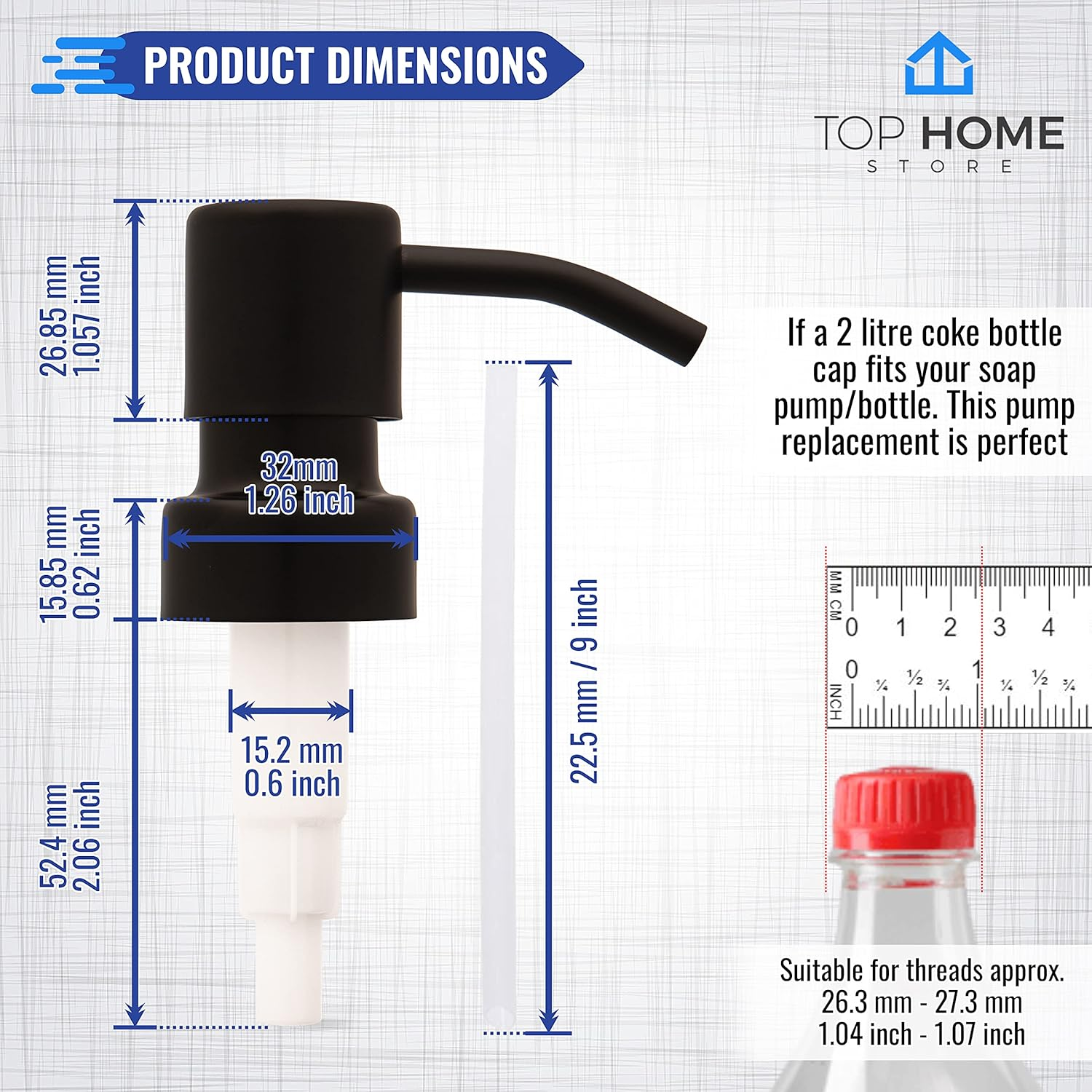 Stainless Steel Soap and Lotion Dispenser Pumps, Replacement for Your Bottles (Black Matte, 2 Pack) image number 3