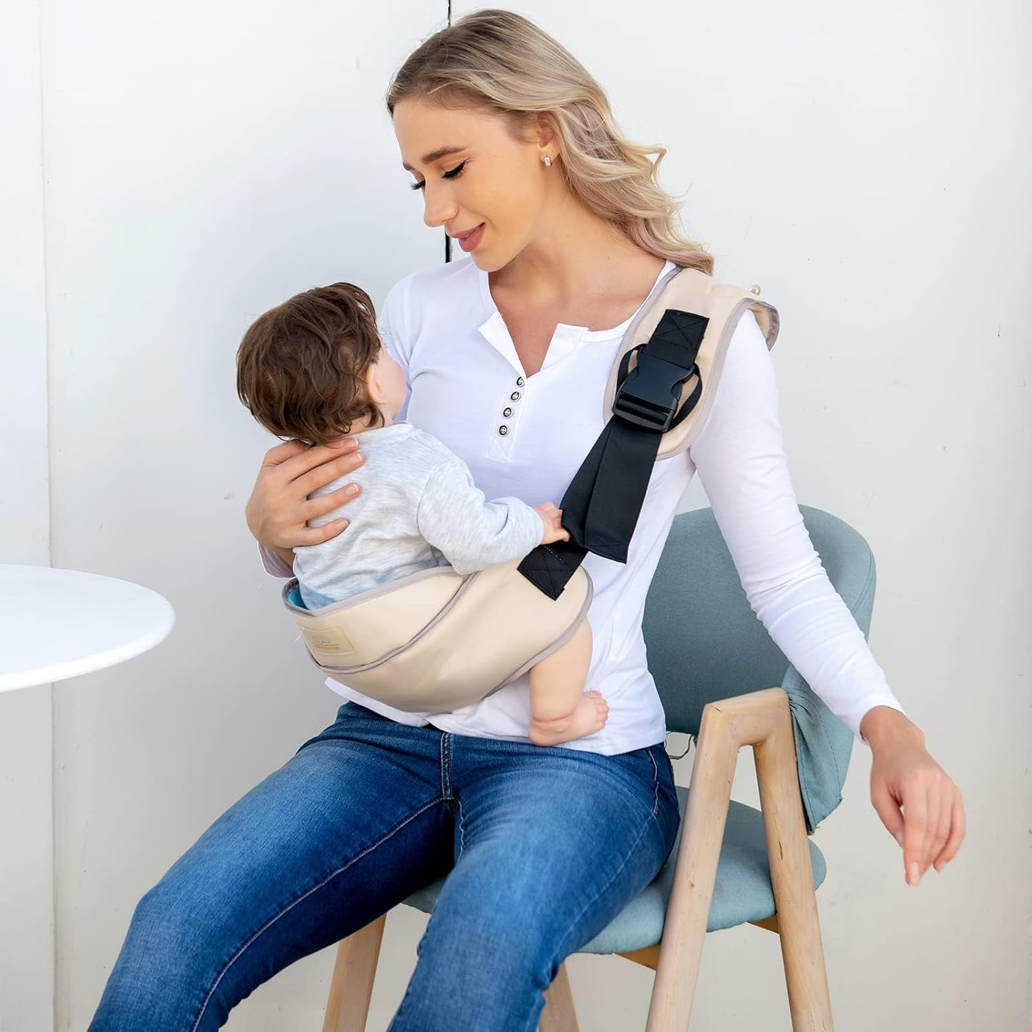 Toddler Sling Carrier Lightweight Baby Carrier Sling Baby Hip Carrier with Hip Seat Carrier for Toddler, Baby Sling Carrier Toddler Carrier Slings Carrying 10-60 Lbs (Beige) image number 3