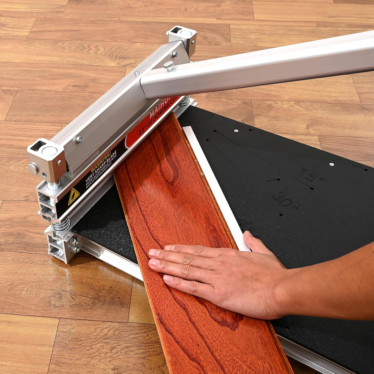 13-Inch Floor Cutter - Cuts Laminate, Vinyl Plank, LVT, SPC, WPC, Engineered Hardwood & More, up to 18Mm Thick, Precision Angle Cuts, No Electricity Needed, Easy to Use image number 2