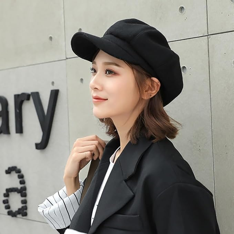 Women'S Newsboy Cap Felt Visor Beret Hat Cabbie or Painter Outdoor Hat for Fall Winter Warm Cap
