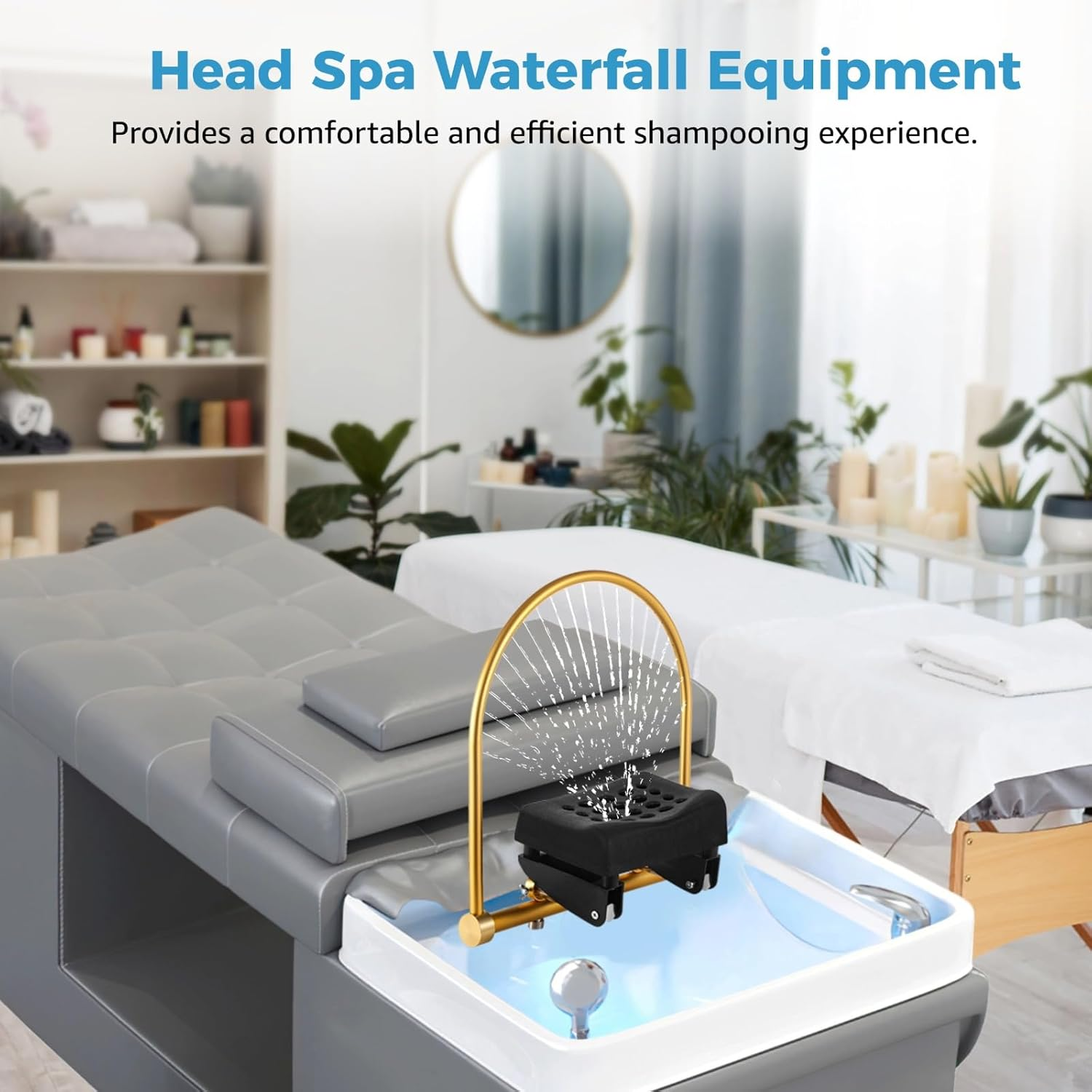 Homaisson Head Spa Waterfall Equipment, Water Circulation Shampoo Bowl Rack & Pillow, Head Spa Attachment for Salon, Shampoo Bed Show Accessories, Ideal for Salon Hair Washing Station image number 5