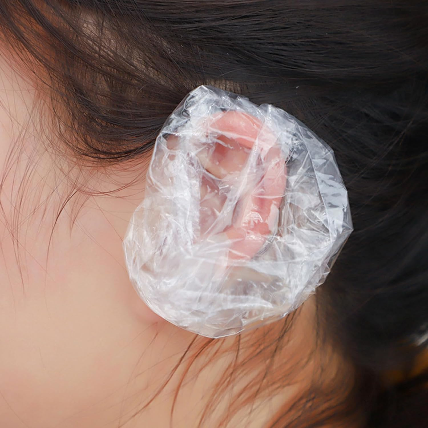 300 Pcs Clear Ear Protectors Plastic Elastic Waterproof Cap Earmuffs Ear Covers for Hair Dye Shower Bathing Home Use Hotel Hair Salon Spa Treatment (300 Pcs) image number 2