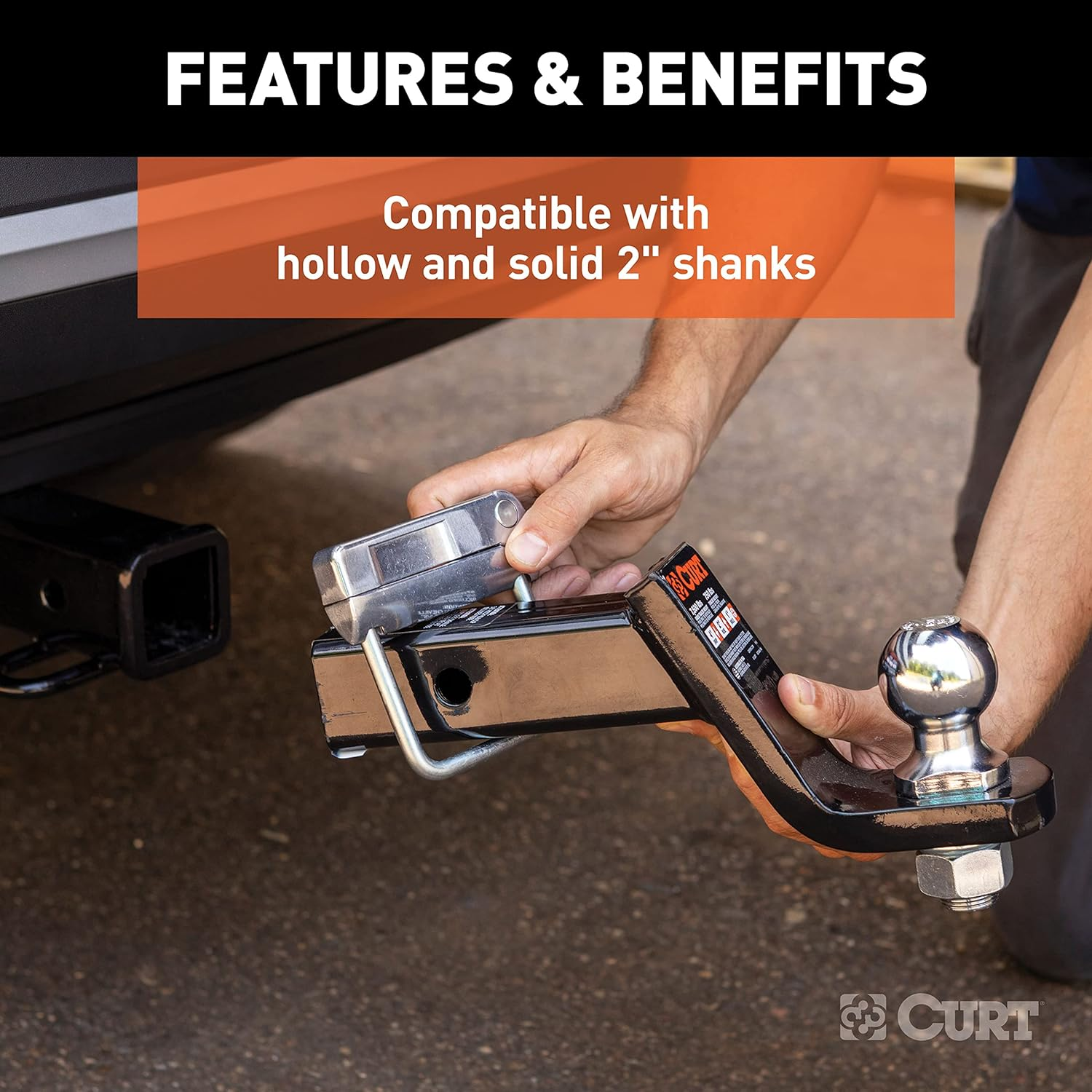 CURT 22325 No-Tool Anti-Rattle Hitch Clamp Tightener for 2-Inch Receiver, Hollow or Solid Shanks image number 5