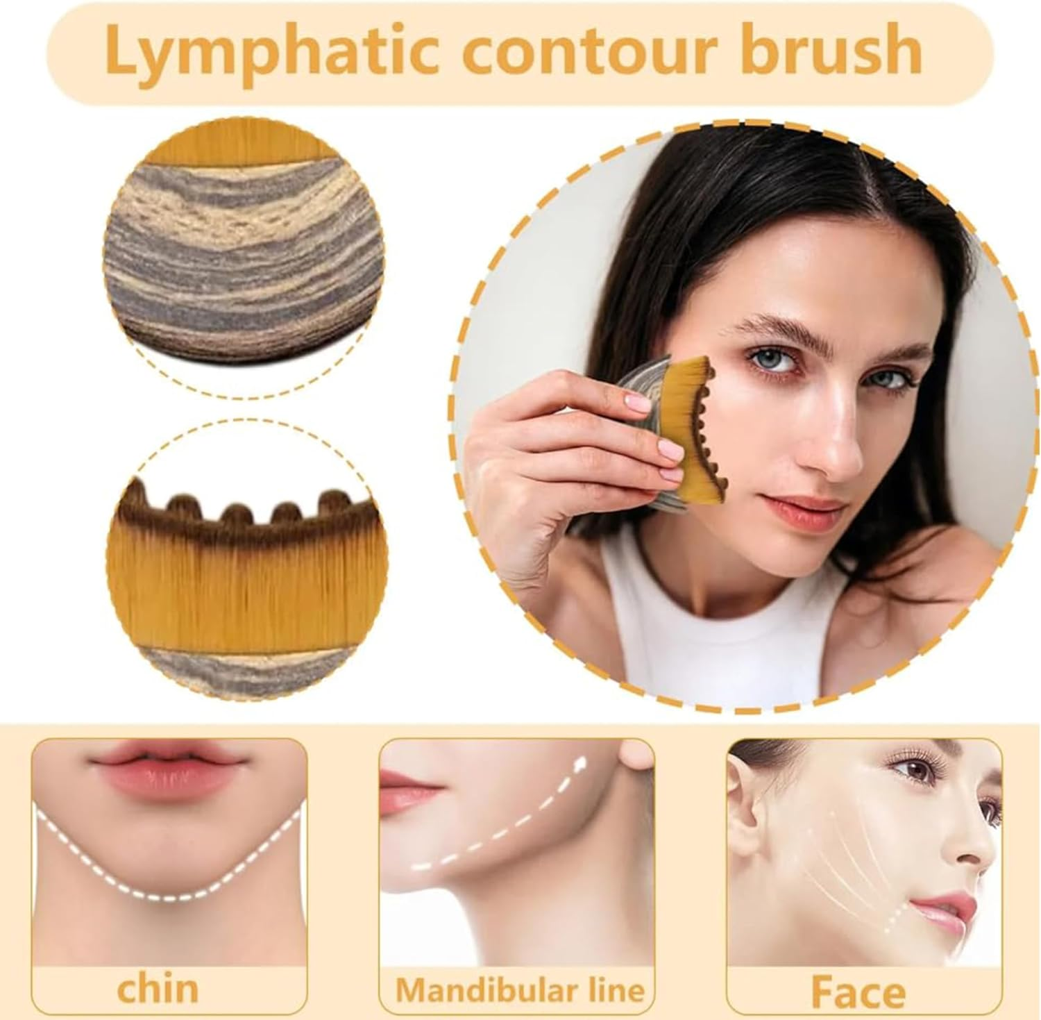 1PCS Lymphatic Contour Face Brush for Lymphatic Drainage & Facial Sculpting &ndash; Ergonomic Dry Face Massager for Jawline & Face, Helps Reduce Puffiness & Boost Skin Glow image number 6