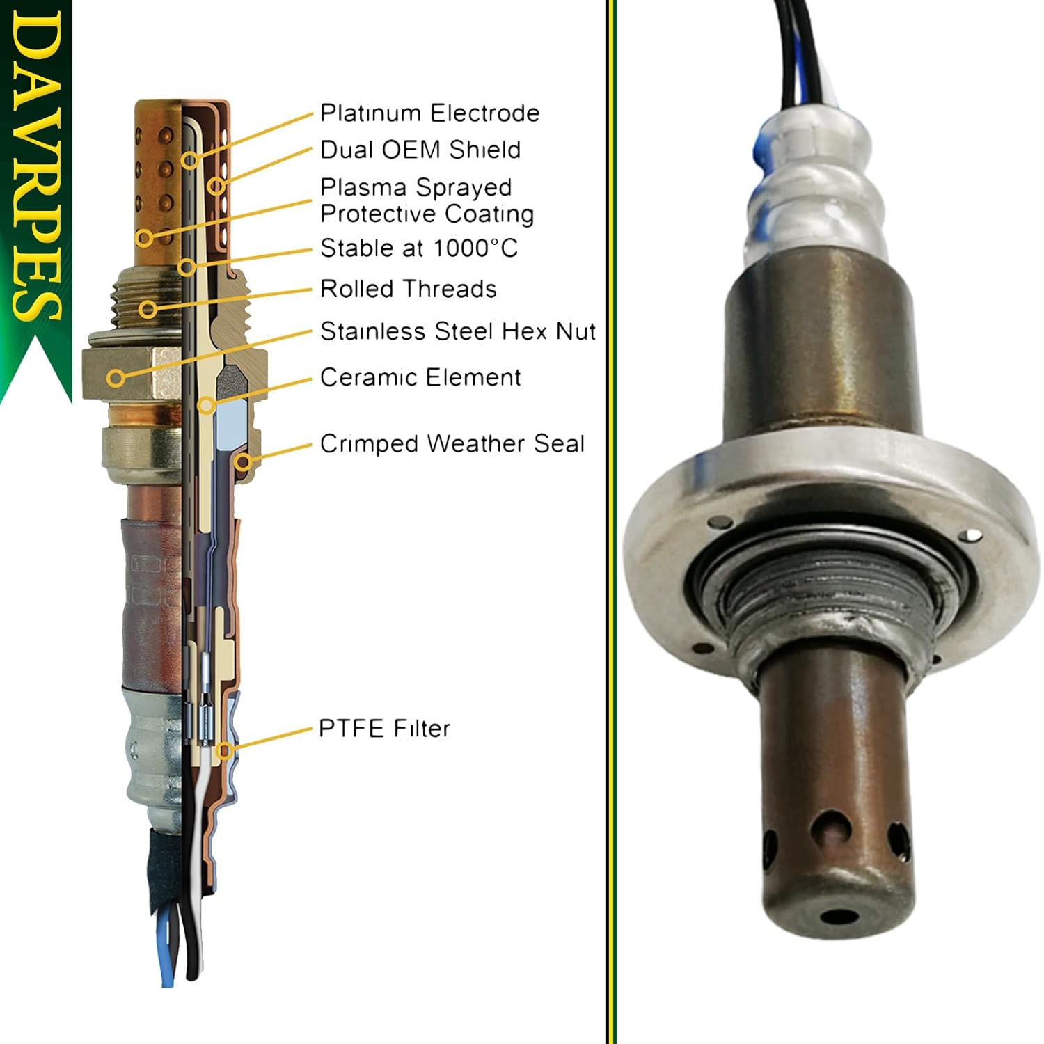 DAVRPES 234-9120 Oxygen Sensor O2 Sensor Pre-Cat Sensor for Subaru Forester Impreza Liberty Outback EJ161, EJ201, EJ202, EJ251 Engines Replace#22641-Aa211｜22641-Aa490