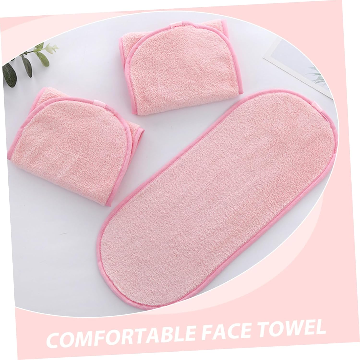 PAMINGONO 5Pcs Coral Fleece Face Towels Portable Makeup Remover Cloths Reusable Washable Face Wash Cloths for Travel Outdoor Camping in Pink image number 1