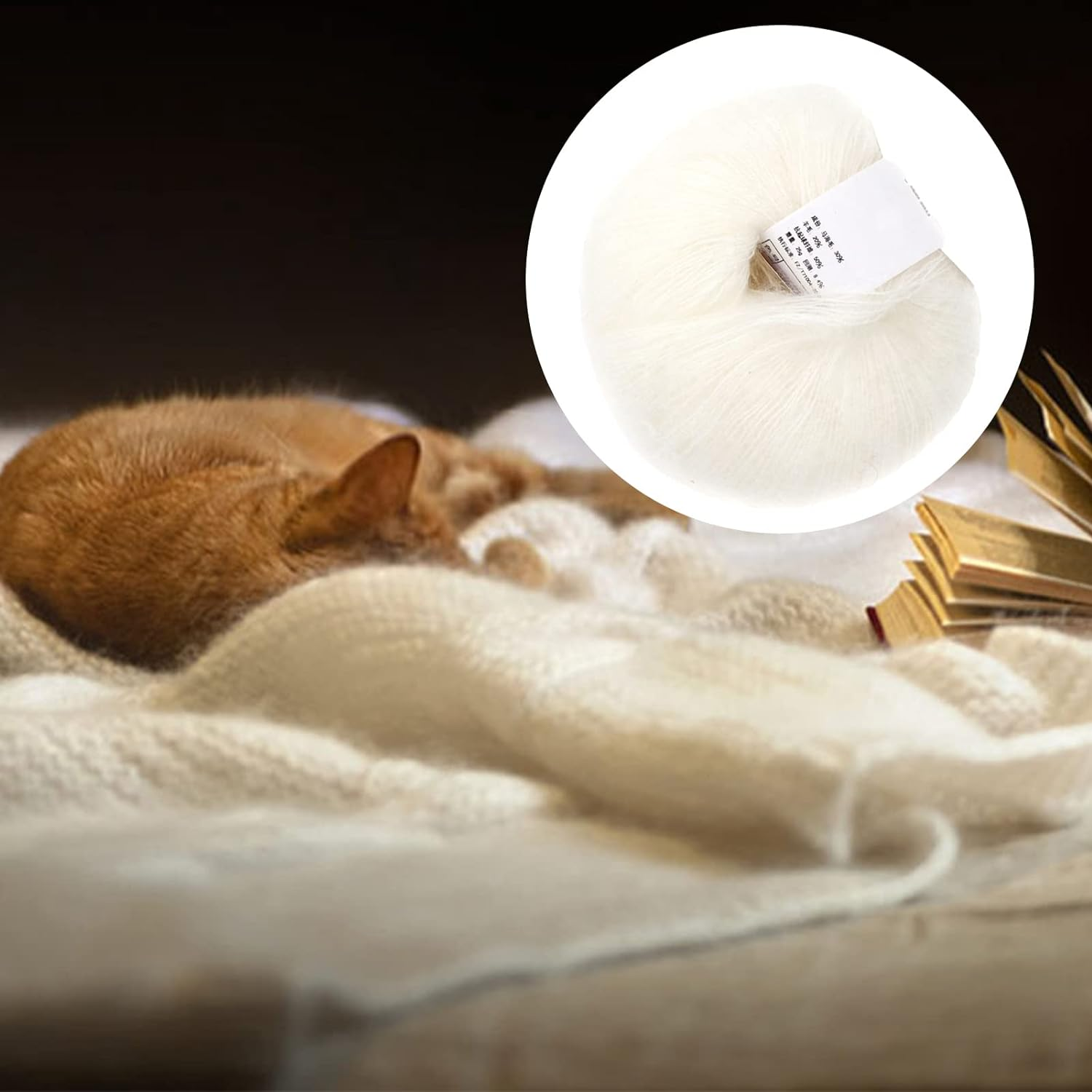 Wool Yarn, Popular Soft Mohair Pashm Knit, Used to Weave Scarves, Shawls, Sweaters, Hats, Shoes, Cushions (01 White) image number 3