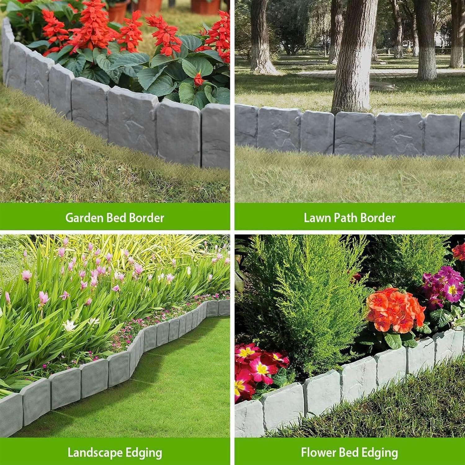 Grey Cobbled Stone Effect Garden Lawn Edging Plant Border, Grey Stone Effect Lawn Edging,Simply Hammer 20 Pack image number 6