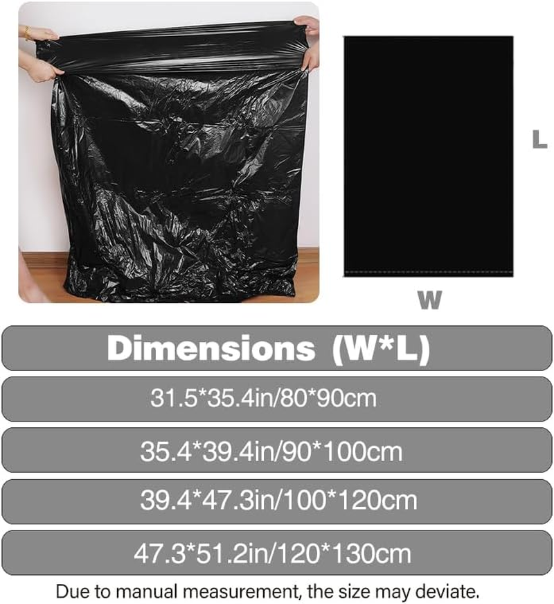 100PCS Black Heavy Duty Bin Bags Liners Rolls Waste Refuse Sacks Rubbish Bag, Durable and Tear-Resistant, Ideal for Business and Home Use image number 6
