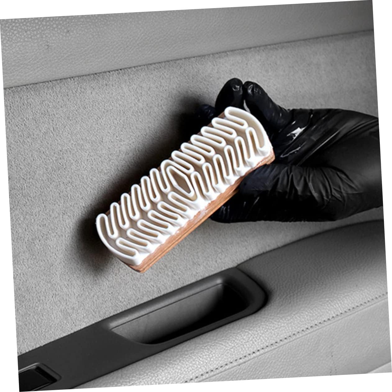 ULDIGI Car Seat Cleaning Brush Suede Leather Interior Small Brush White for Automotive Upholstery Stain Removal and Suede Shoe Care image number 2