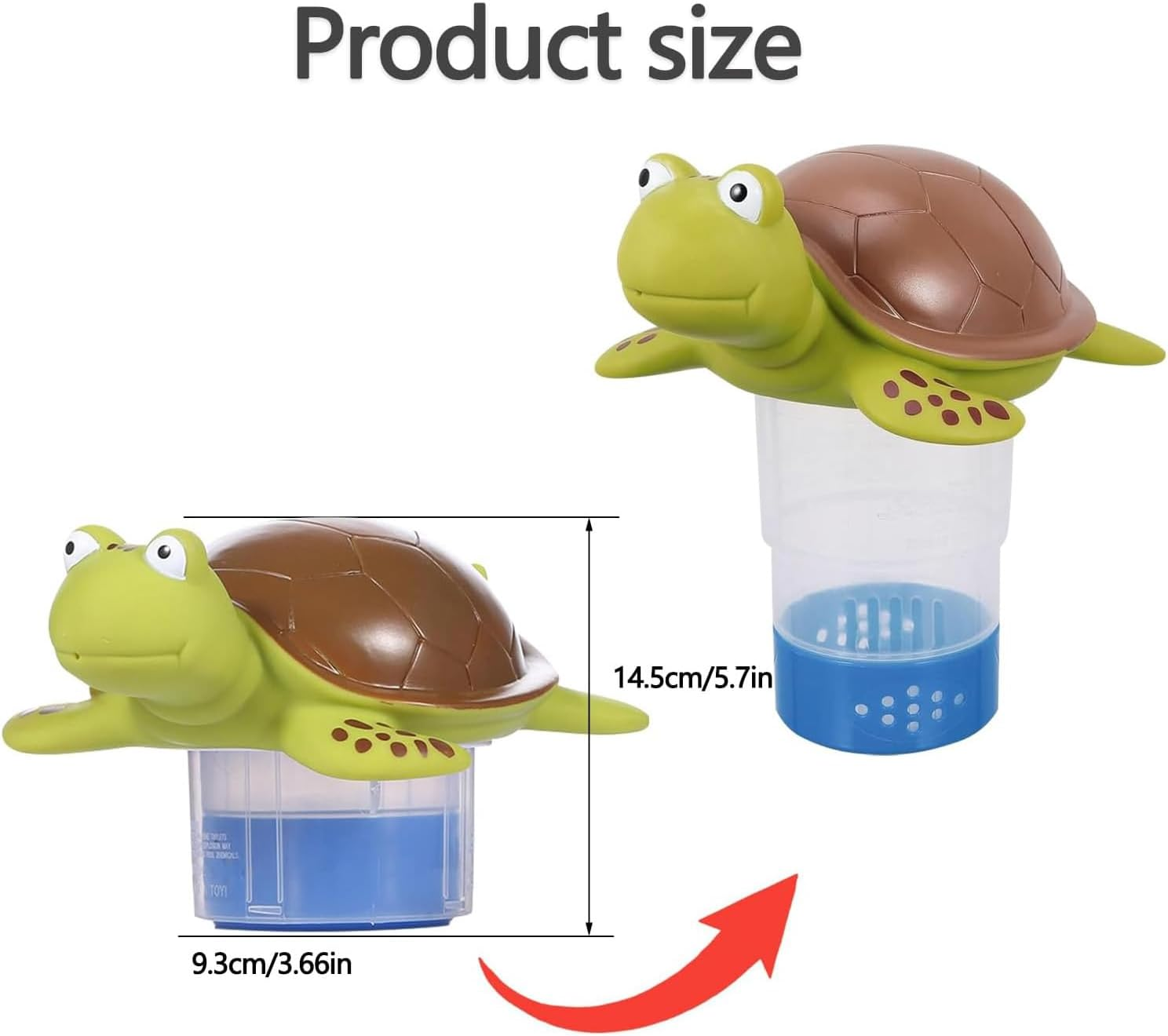 Chlorine Dispenser for Pool, Floating Duck Tablet Holder, Adjustable Feeder Water Purifier for Small Large Pool, Tub, Spa (Turtle) image number 4