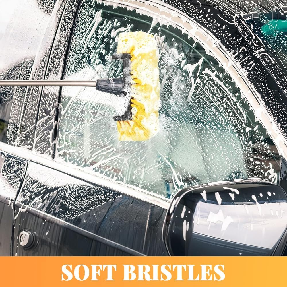2 Pcs Car Wash Brush Head,Flow Thru Car Cleaning Brush,With Soft Detailing Bristle,Detachable,Portable Wash Brushes,For Auto,Rv,Truck,Boat,Camper,Yacht image number 5